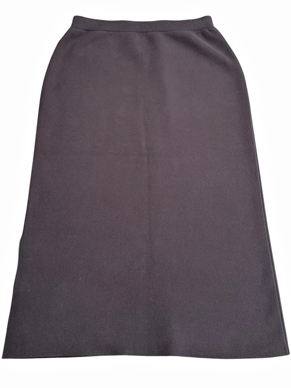 Uniqlo Black Cotton Blend Slip On Stretch Side Slit Jersey Knit Midi Skirt (L)